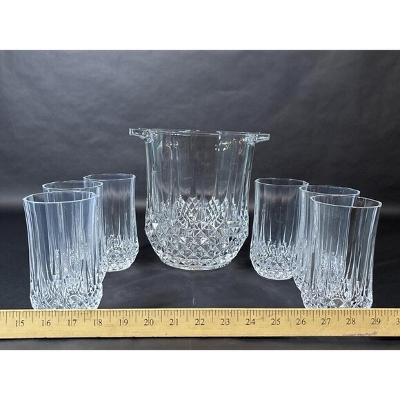 Cristal d'arques Longchamp J.G. Durand Crystal Champagne Bucket France w/Glasses - Picture 8 of 9